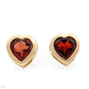 Stylish New Stud Earrings with 2.76ctw Genuine Garnets in 14K Yellow Gold.